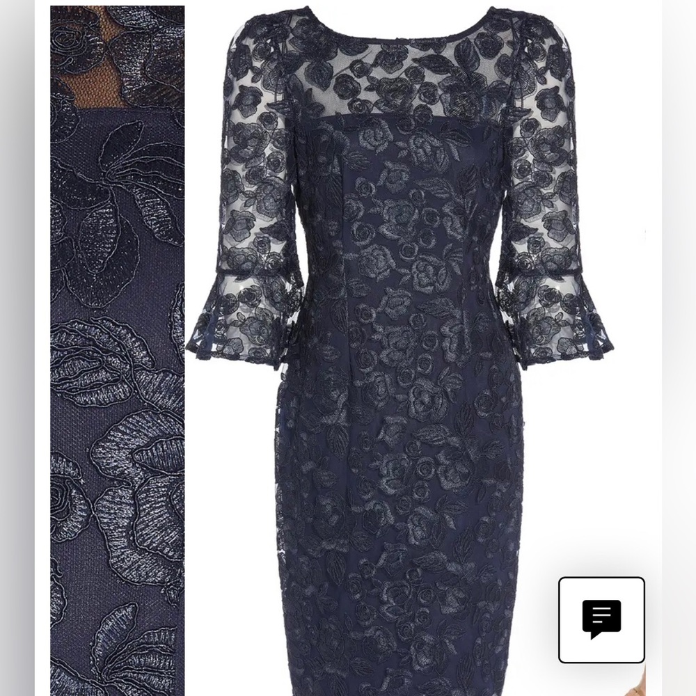 •NWT* Adrianna Papell navy blue beautiful lace dress